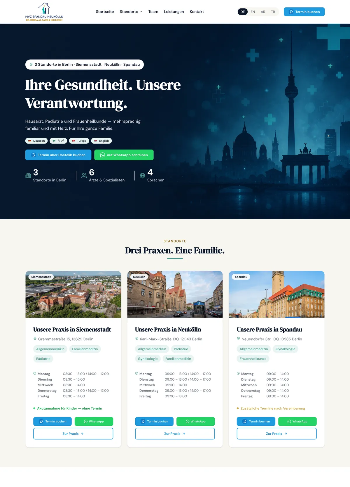 Die ausführliche Praxis-Website — Screenshot